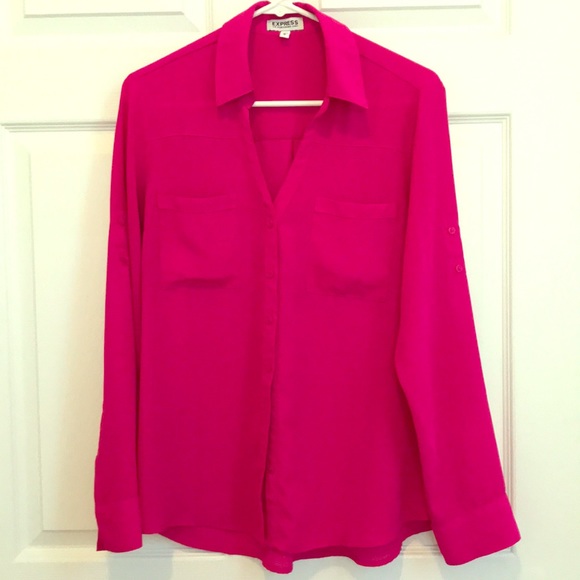 Express Tops - Hot pink Express portofino button up